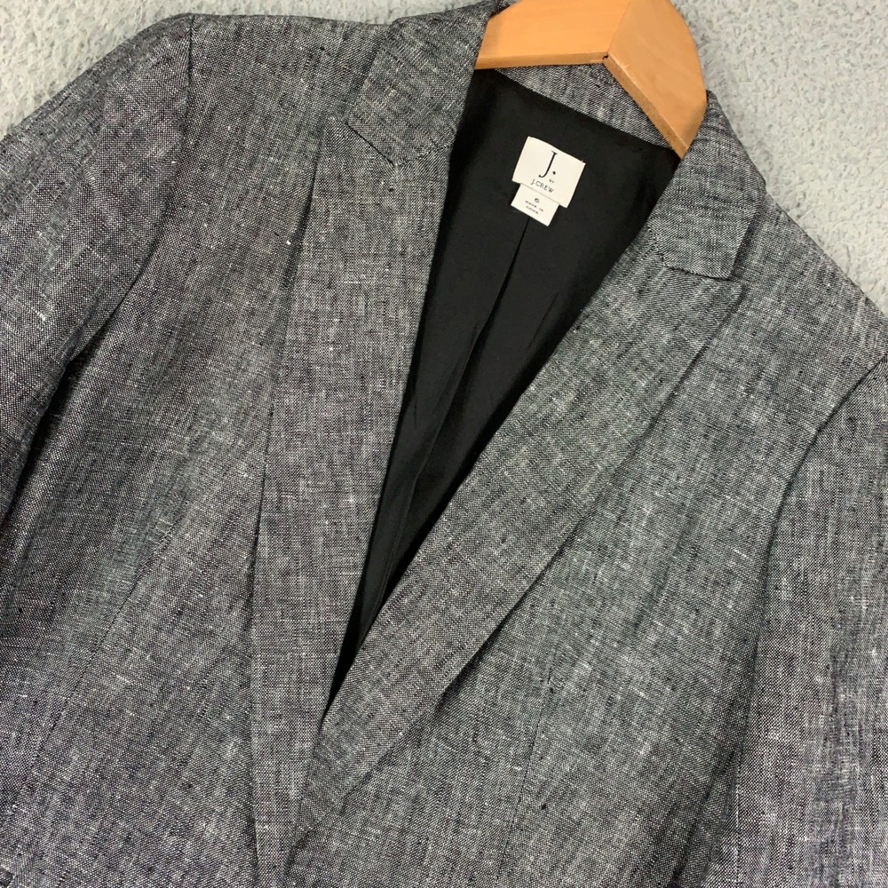 J.Crew Linen Blazer‎ Women's Size 6 Grey One Button Classic Professional Office